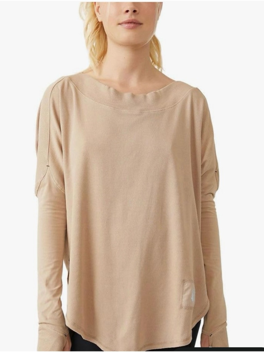 (Free People). relaxed-style T-shirt.pullover  Oversize Light Brown Sz. L Top